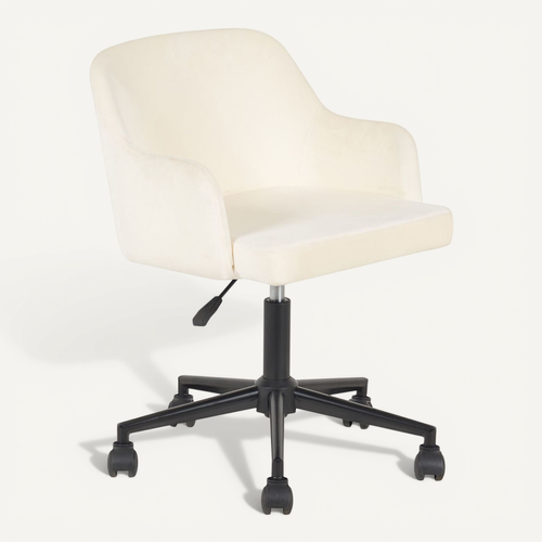 Chaise De Bureau Oliver En Velours - Blanc Crème