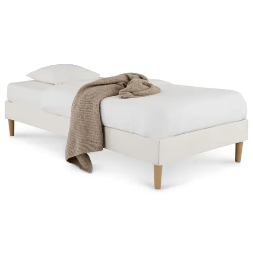 Sommier Tapissier Paimpol 90 X 190 Cm Revêtement Tissu - Blanc Crème