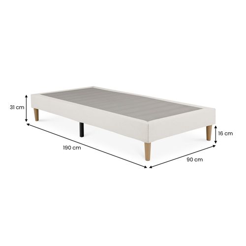 Sommier Tapissier Paimpol 90 X 190 Cm Revêtement Tissu - Blanc Crème