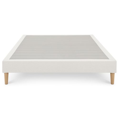 Sommier Tapissier Brest 160 X 200 Cm Revêtement Tissu - Blanc Crème