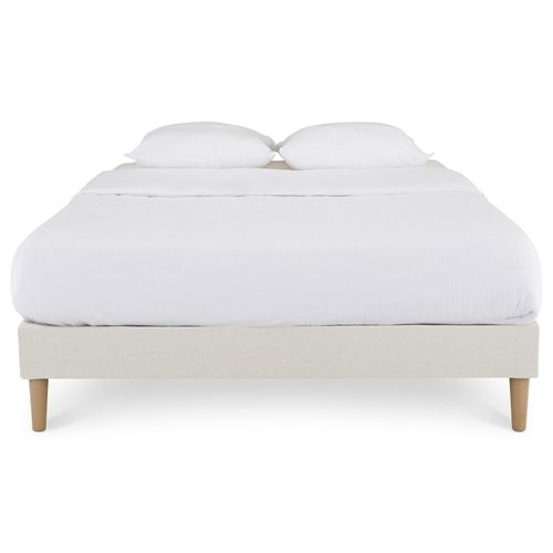 Sommier Tapissier Brest 160 X 200 Cm Revêtement Tissu - Blanc Crème