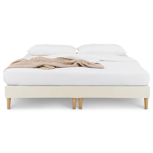 Sommier Tapissier Rennes 180 X 200 Cm Revêtement Tissu - Blanc Crème