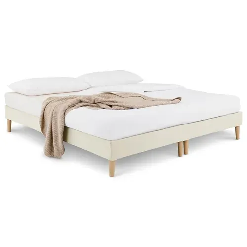 Sommier Tapissier Rennes 180 X 200 Cm Revêtement Tissu - Blanc Crème