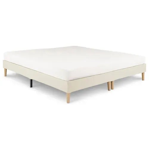 Sommier Tapissier Rennes 180 X 200 Cm Revêtement Tissu - Blanc Crème