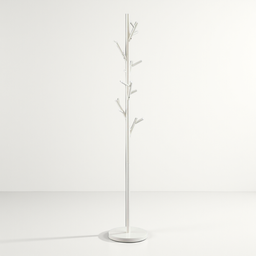 Porte-manteaux Zeno En Forme D'arbre Avec 6 Crochets En Métal Laqué Blanc