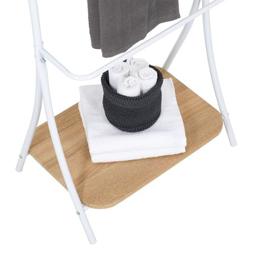 Porte-serviettes Edy, Décor Chêne Sonoma Et Métal Laqué Blanc