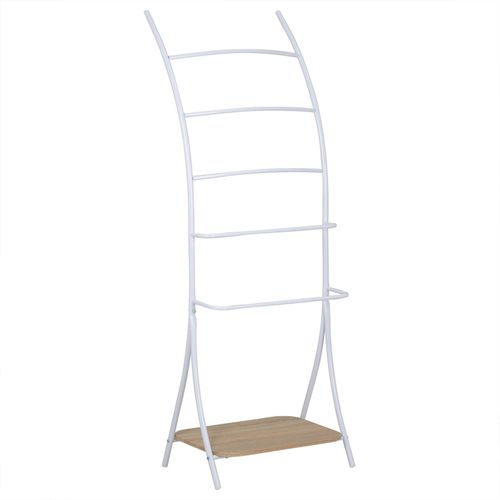 Porte-serviettes Edy, Décor Chêne Sonoma Et Métal Laqué Blanc
