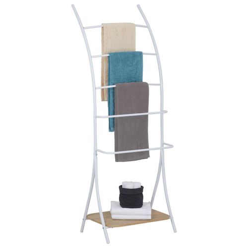 Porte-serviettes Edy, Décor Chêne Sonoma Et Métal Laqué Blanc