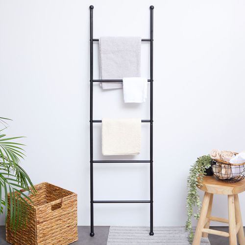 Echelle Castel Porte-serviettes Avec 5 Barreaux, En Métal Laqué Noir