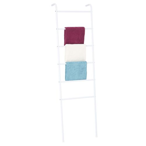 Echelle Morbio Porte-serviettes Avec 6 Barreaux, En Métal Laqué Blanc