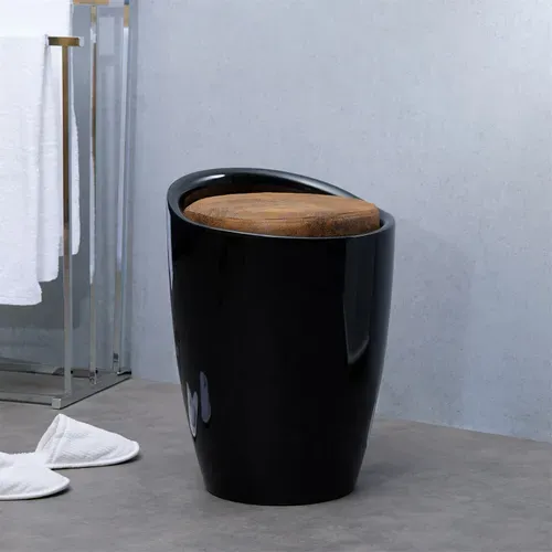 Tabouret Coffre De Rangement Daniel, Noir/brun Vintage