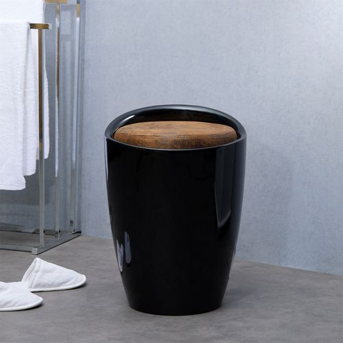 Tabouret Coffre De Rangement Daniel, Noir/brun Vintage