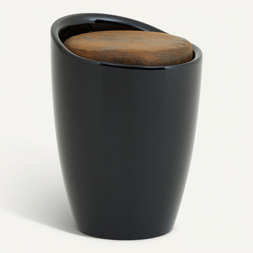 Tabouret Coffre De Rangement Daniel, Noir/brun Vintage
