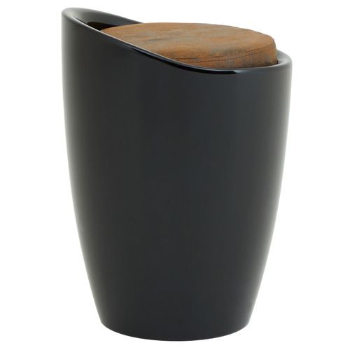 Tabouret Coffre De Rangement Daniel, Noir/brun Vintage