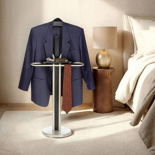 Valet Fabio En Métal Laqué Et Mdf - Coloris Champagne Et Noir