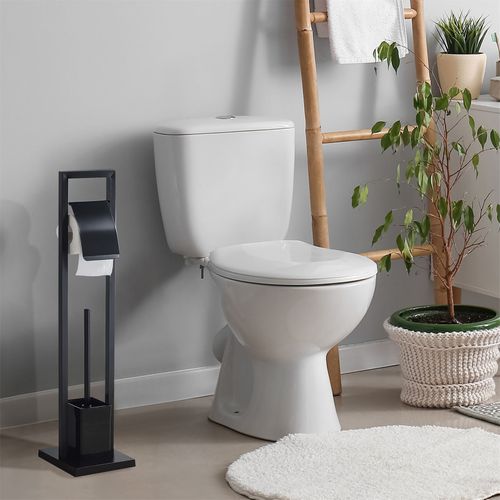Porte-papier Toilette Toma Avec Porte Brosse à Wc, En Métal Noir