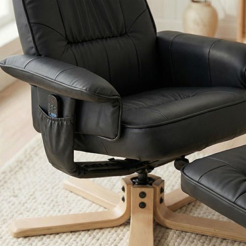 Fauteuil De Relaxation Avec Repose-pieds Charly, En Synthétique Noir