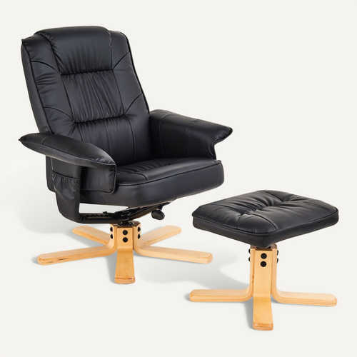 Fauteuil De Relaxation Avec Repose-pieds Charly, En Synthétique Noir
