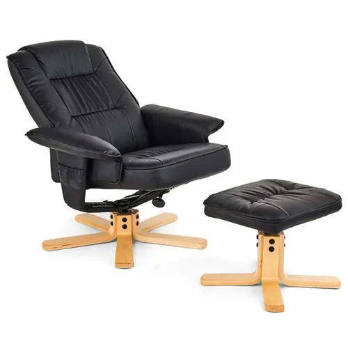 Fauteuil De Relaxation Avec Repose-pieds Charly, En Synthétique Noir