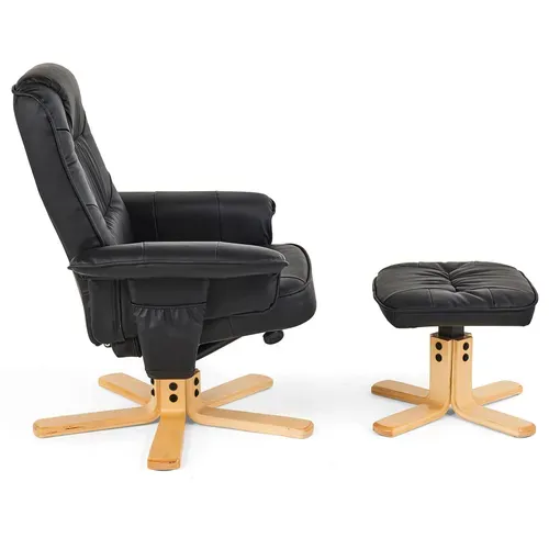 Fauteuil De Relaxation Avec Repose-pieds Charly, En Synthétique Noir