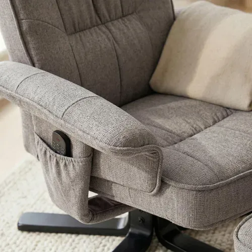 Fauteuil De Relaxation Avec Repose-pieds Charly, En Tissu Gris/noir