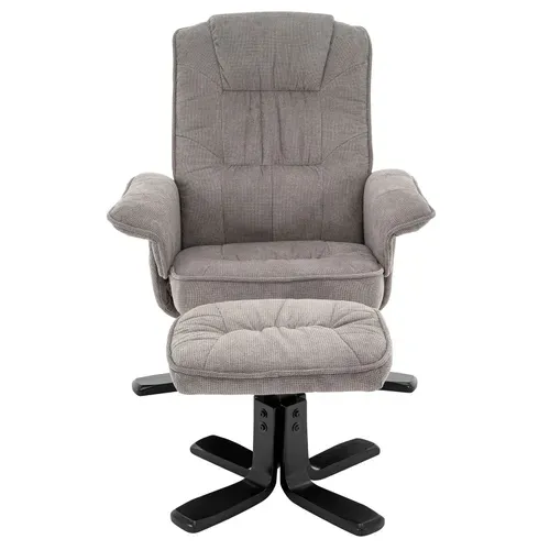 Fauteuil De Relaxation Avec Repose-pieds Charly, En Tissu Gris/noir