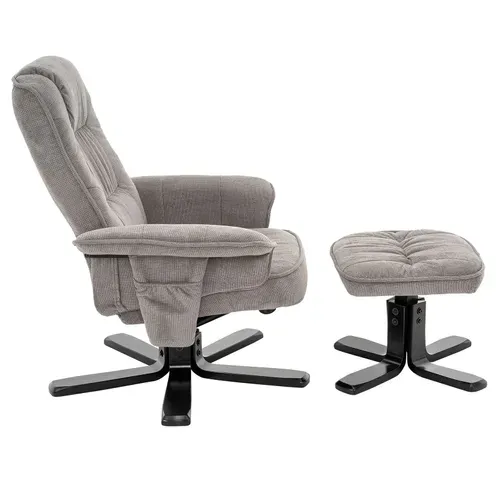 Fauteuil De Relaxation Avec Repose-pieds Charly, En Tissu Gris/noir