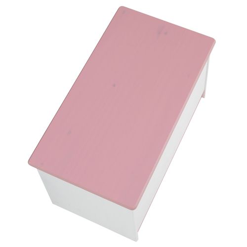 Coffre à Jouets Hannah, En Pin Massif Lasuré Blanc Et Rose