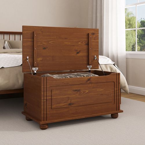 Coffre De Rangement Bristol En Pin Massif - Brun Foncé