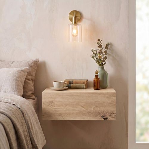 Chevet Suspendu Oceane, En Bois - Coloris Chêne Artisan