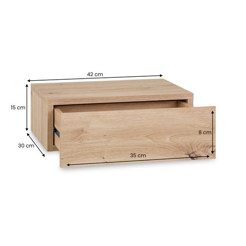 Chevet Suspendu Oceane, En Bois - Coloris Chêne Artisan