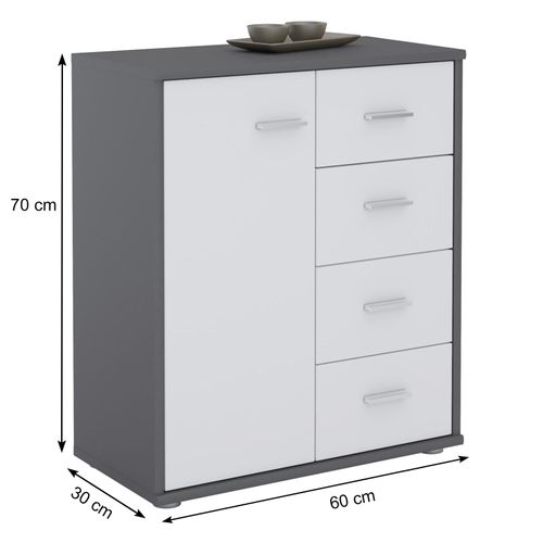 Buffet Oscar, En Mélaminé Gris Et Blanc Mat