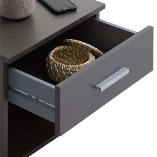 Table De Chevet Mael, En Mélaminé Gris Mat
