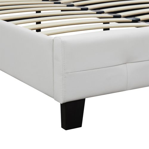 Lit Simple Marlon, 120 X 190 Cm, Capitonné Avec Sommier, Revêtement Synthétique Blanc