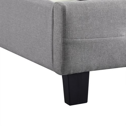 Lit Simple Reve, 90 X 190 Cm, Capitonné Avec Sommier, Revêtement En Tissu Gris