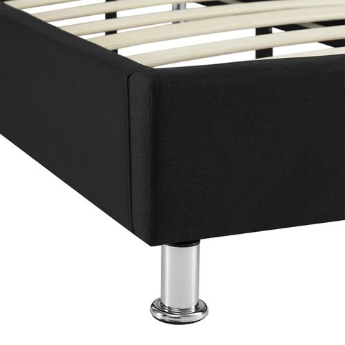 Lit Futon Simple Nizza, 120 X 190 Cm, Avec Sommier, Revêtement En Tissu Noir