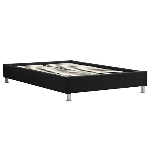 Lit Futon Simple Nizza, 120 X 190 Cm, Avec Sommier, Revêtement En Tissu Noir
