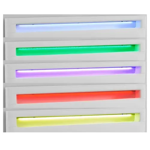 Lit LED Double Pinot 140x190 Cm, Avec Sommier, Revêtement Synthétique Blanc
