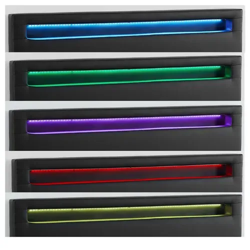 Lit LED Double Pinot 140x190 Cm, Avec Sommier, Revêtement Synthétique Noir
