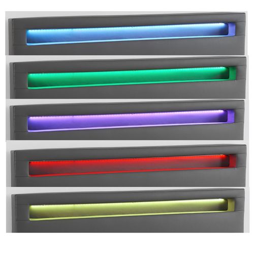 Lit LED Double Rioja 140x190 Cm, Avec Sommier, Revêtement Tissu Gris