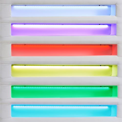 Lit LED Simple Luceno 90x190 Cm, Avec Sommier, Revêtement Synthétique Blanc