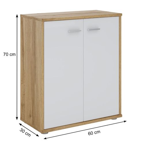 Buffet Firmin, En Mélaminé Décor Chêne Sauvage Et Blanc Mat