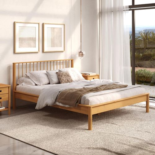 Lit 140 X 190 Avec Sommier Apoana En Bois Massif - Coloris Chêne