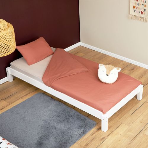 Lot De 2 Lits Superposables 80x190 Cm Rino En Pin Massif Lasuré Blanc