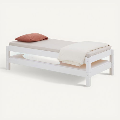 Lot De 2 Lits Superposables 80x190 Cm Rino En Pin Massif Lasuré Blanc