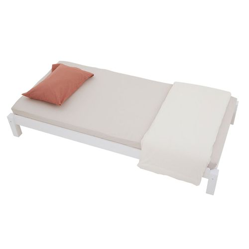 Lot De 2 Lits Superposables 80x190 Cm Rino En Pin Massif Lasuré Blanc