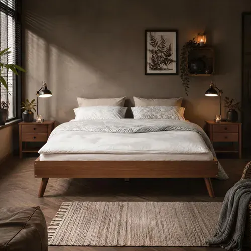 Lit Futon Karri 140 X 190 Cm, En Bois Massif - Coloris Châtaignier