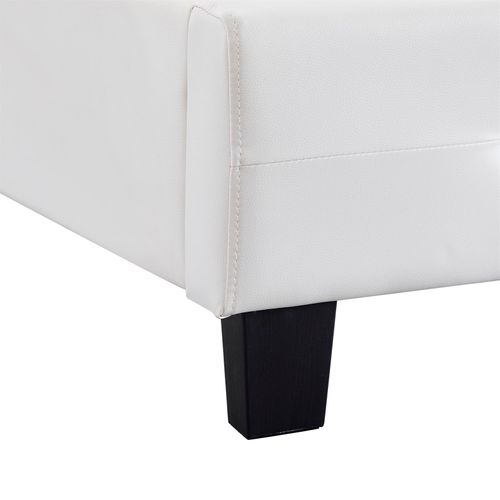 Lit Simple Tico, 90 X 190 Cm, Capitonné Avec Sommier, Revêtement Synthétique Blanc