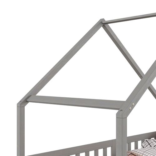 Lit Cabane Asymétrique Cora 90 X 190 Cm En Pin Massif Lasuré Gris
