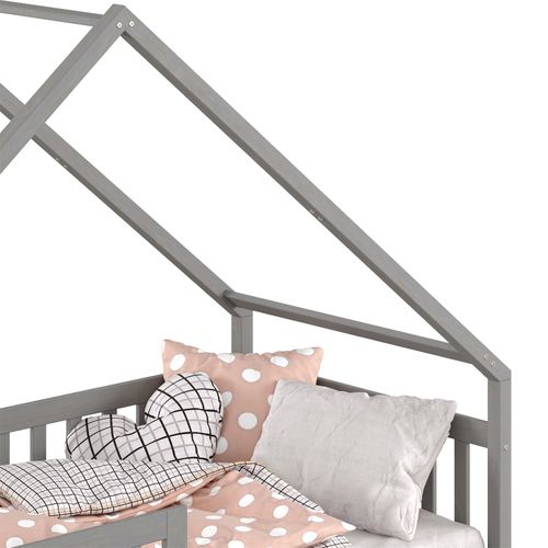 Lit Cabane Asymétrique Cora 90 X 190 Cm En Pin Massif Lasuré Gris